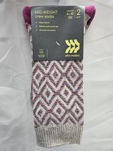 Women's 2pk Midweight Wool Blend Diamond Textured Crew Boot Socks All In Motion image 2