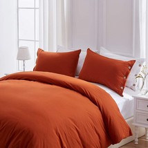 Rust Orange Color Washed Cotton Duvet Cover Queen King Toddler Cotton Bedding  - £26.96 GBP+