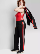 Wild Fable Women&#39;s High-Rise Track Pants- Zippered Leg- Red/Black/White XS NWT - £7.49 GBP