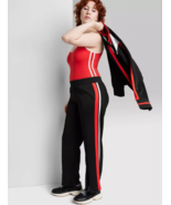 Wild Fable Women&#39;s High-Rise Track Pants- Zippered Leg- Red/Black/White ... - £7.42 GBP