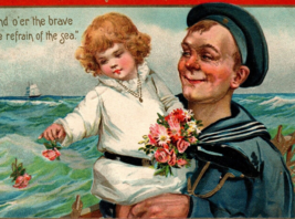 Memorial Decoration Day Postcard Frances Brundage Sailor Ship Roses Tucks 173 - £18.13 GBP