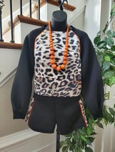 Trend Factory Women Black Polyester Long Sleeve Shirt &amp; Short 2 Piece Se... - $28.00