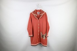 Vintage 90s Streetwear Womens 1X Beaded Sequin Knit Butterfly Cardigan Sweater - £62.11 GBP