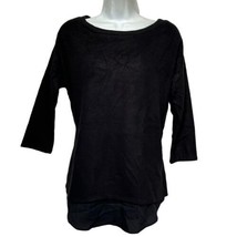silence noise black Microfiber Soft long sleeve sheer trim blouse Size S - £12.39 GBP