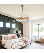 Modern Brass Chandelier Light Fixture with Clear Glass - $750.00