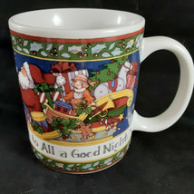 Susan Winget Mug Happy Christmas to All &amp; Goodnight Santa Reindeer sleig... - £7.64 GBP