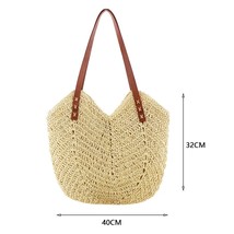 2023 Summer Straw Handbags Women  Bags Solid Color Hand-Woven  Tote Female Beach - £115.86 GBP