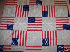 DAISY KINGDOM FAUX AMERICAN FLAG STAR QUILT FABRIC  - $124.00