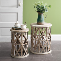 Set of Two Basket Weave Accent Tables - £196.99 GBP