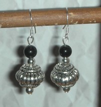  Black Onyx and Tibetin Silver  Gemstone  Earrings - £15.97 GBP