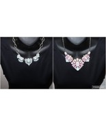 2x Necklace Lot Blue Purple Pink Rhinestone Pastel Teardrop Aurora Borealis - €14,71 EUR