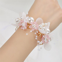 Fashion  Wrist Flower for Girls Bridesmaid Wedding Lace-up Hand Flower Bridal Pr - £11.00 GBP