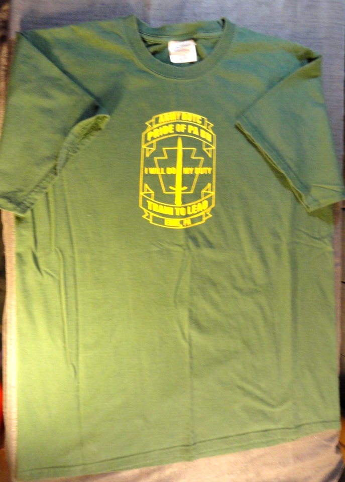 DISCONTINUED ARMY ROTC PRIDE OF PA BN TRAIN TO LEAD ERIE PA GREEN SHIRT ... - $25.24