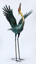 Wings Up Gold Neck Heron Garden Statue - $275.16