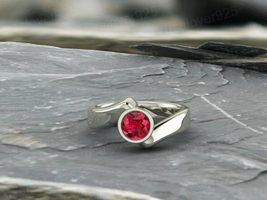 Natural Pink Ruby Round Gemstone Handmade Sterling Silver Women Ring Jewelry - £43.30 GBP