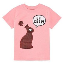 Girls Shirt Chocolate Easter Bunny OH SNAP Short Sleeve Pink Crew-size 4T - £6.23 GBP