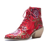 HOT sale Women ankle boots plus size 22-26.5cm Chinese style embroidered flowers - £62.95 GBP
