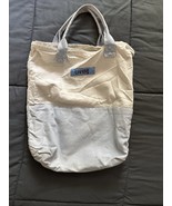 Martha Stewart Living Tote Bag Blue Beige Canvas Reusable Shopping Eco F... - $20.33 CAD