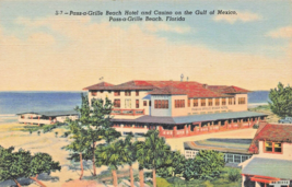 PASS-A-GRILL FLORIDA~BEACH HOTEL &amp; CASINO ON GULF OF MEXICO~1938 POSTCARD - $10.19