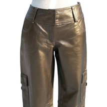 Cache Dark Gold Butter Leather Lined Cargo Style Pant New Buckles NWT $258 - $258.00