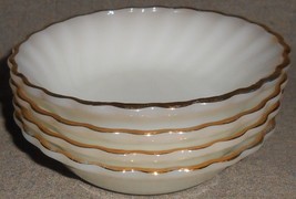 Set (4) Anchor Hocking SWIRL GOLDEN SHELL LUSTER Fruit Bowls MADE IN USA - £23.79 GBP