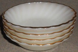 Set (4) Anchor Hocking SWIRL GOLDEN SHELL LUSTER Fruit Bowls MADE IN USA - £23.67 GBP