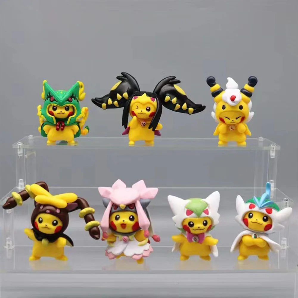 Pokemon Toys Pikachu 7pcs Kawaii Doll Cartoon Movie Peripheral Toy Action - £27.42 GBP