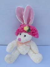Dan Dee Collectors Choice Soft White Pink Hat Bow Easter Bunny Rabbit Plush 12&quot; - £9.14 GBP