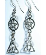 Triquetra Pentagram Lead Free Pewter Earrings New  - $31.89