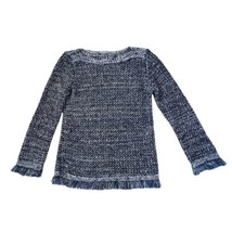 Ann Taylor Petite Women&#39;s XSP Cable Knit Sequin Sweater Fringe Navy Blue... - $21.14