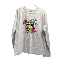Spongebob Squarepants Womens Size XXL Gray Long Sleeve Shirt TShirt T Good Vibes - £15.77 GBP