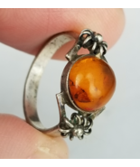 size 5 Sterling Silver &amp; amber womens ring .925 Estate Sale! - $34.99