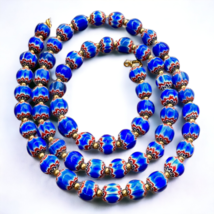 Collana Vintage Blu Chevron Stile Veneziano Multistrato Perline di Vetro... - $32.26