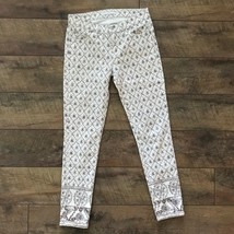 7 For All Mankind Printed Cropped Slim Cigarette Jeans Silver White sz 2... - $24.99