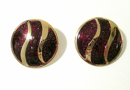 Vintage Avon 1986 Color Sensation Clip On Earrings w/ Box Fuchsia Sparkle - £9.57 GBP