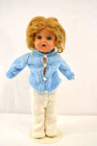 Composition Doll Teeth Open Mouth Sleepy Eyes Unmarked 14&quot; Vtg 1940s - £30.79 GBP
