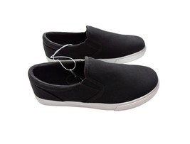Youth Boys Uniform Shoes size 4 black low top shoes with white trim - $11.40