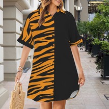 Tiger Stripes Black Tone Pattern Button Front Shirt Dress (Size XS - 5XL) - €29,77 EUR+