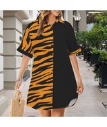 Tiger Stripes Black Tone Pattern Button Front Shirt Dress (Size XS - 5XL) - $47.54 CAD+