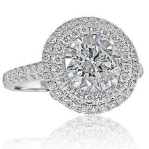 GIA Certified 3.07 TCW Round Brilliant Cut Diamond Engagement Ring 18k Gold - £10,286.77 GBP