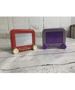 Set Of Vintage Pocket Etch A Sketch Ohio Art Red And Purple. Tested - £16.09 GBP