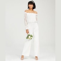 Adrianna Papell Off-the-Shoulder Lace Jumpsuit, Size 8 - £71.05 GBP