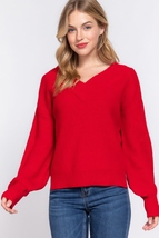  Long Slv Double V-neck Sweater - $35.25