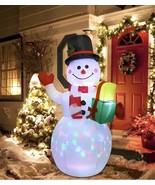 5 ft LED Light Up Snowman Outdoor Christmas Inflatable Lighted Yard Deco... - $49.01 CAD