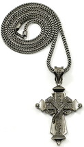 Cross New Rhinestone Pendant with 36 Inch Long Franco Necklace Wrapped D... - £23.91 GBP