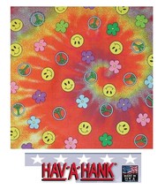 USA MADE Hav-A-Hank SMILE HAPPY PEACE TIE DYE BANDANA Face Mask Neck SCA... - $7.99