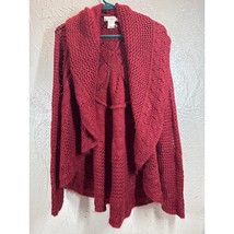 Dressbarn Cardigan Womens Burgundy Knit Crochet Open Front Sweater Size ... - $408.81 MXN