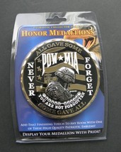 POW MIA Never Forget Round Honor Medallion 4 inches Metal Enamel - £14.34 GBP