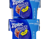 2 Pack Of 4 Ziploc Twist N Loc Extra Small Round Containers &amp; Lids Leakp... - £20.43 GBP