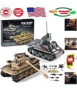 Sturdy WWII Tank Toys Building Set - German Tiger &amp; M4 Sherman for Ages ... - $922.97 MXN